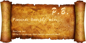 Pascus Benjámin névjegykártya